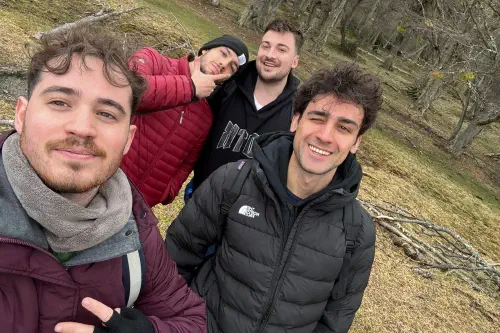 Photograph of Robert with friends, Ushuaia, Argentina, 2024.